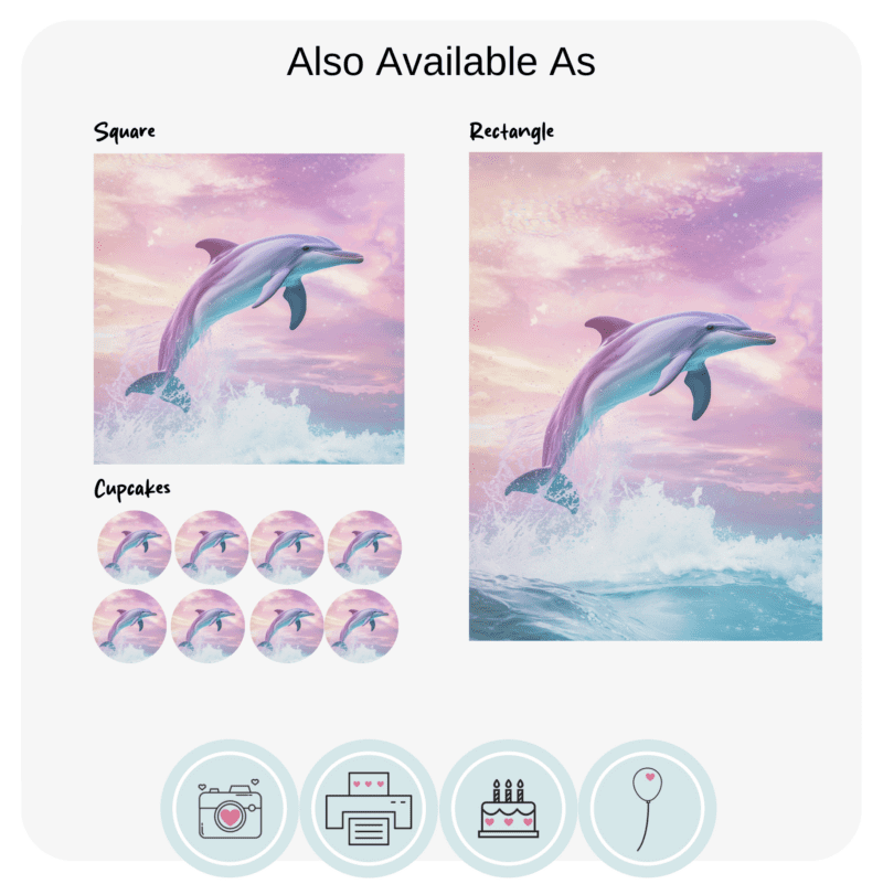Pastel Dolphin edible cake topper image